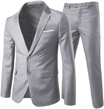Męski dwuczęściowy garnitur o kroju slim fit - elegancki, szyty na miarę garnitur do pracy, na wesela i oficjalne okazje