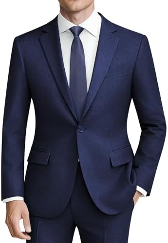 Męski dwuczęściowy garnitur o kroju slim fit z zapięciem na jeden guzik - elegancki garnitur na wesela i do pracy