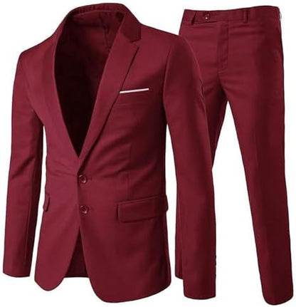 Męski dwuczęściowy garnitur o kroju slim fit - elegancki, szyty na miarę garnitur do pracy, na wesela i oficjalne okazje