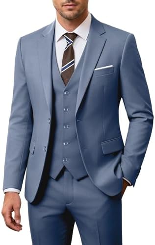 Costum de nuntă bărbătesc din trei piese, cu croială slim și sacou cu doi nasturi – costum elegant pentru nunți și evenimente formale