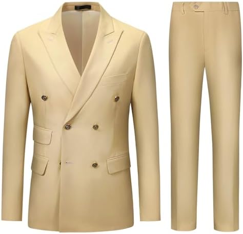 Męski dwurzędowy dwuczęściowy garnitur o kroju slim fit – elegancki, szyty na miarę garnitur do pracy i na oficjalne wydarzenia