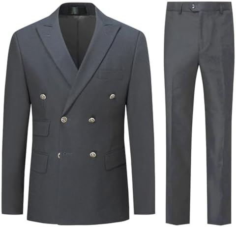 Męski dwurzędowy dwuczęściowy garnitur o kroju slim fit – elegancki, szyty na miarę garnitur do pracy i na oficjalne wydarzenia