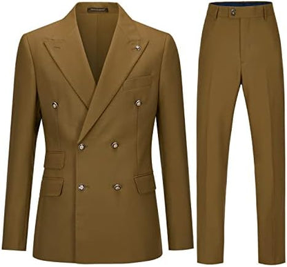 Men's Double-Breasted Suit with Slim Fit - Elegant, Tailored Suit for Weddings and Business