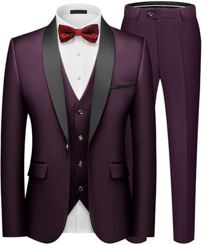 Pánský štíhlý třídílný oblek se sakem na jeden knoflík - elegantní oblek na svatby, do práce i na formální večerní akce