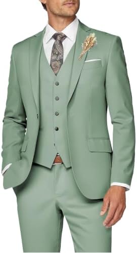 Costum bărbătesc din trei piese, cu croială slim fit - costum elegant și croit pe măsură, pentru nunți și afaceri