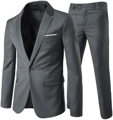 Herre Todelt Jakkesæt Med Krølfrit Materiale Og Slim Fit – Elegant Habit Til Forretningsbrug Og Bryllupper