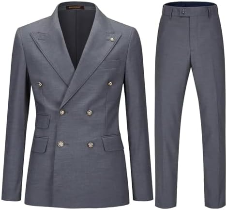 Men's Double-Breasted Suit with Slim Fit - Elegant, Tailored Suit for Weddings and Business