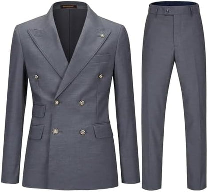 Men's Double-Breasted Suit with Slim Fit - Elegant, Tailored Suit for Weddings and Business