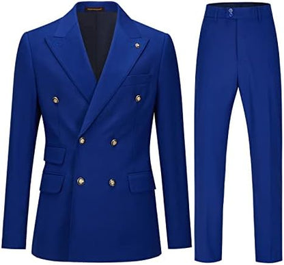 Men's Double-Breasted Suit with Slim Fit - Elegant, Tailored Suit for Weddings and Business