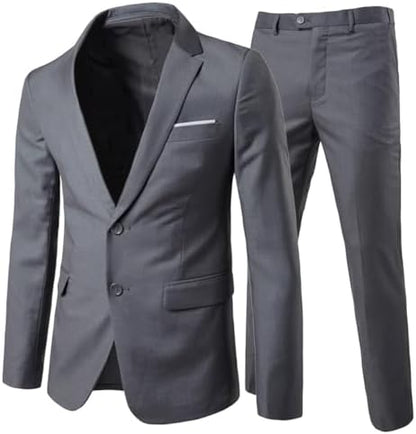 Męski dwuczęściowy garnitur o kroju slim fit - elegancki, szyty na miarę garnitur do pracy, na wesela i oficjalne okazje