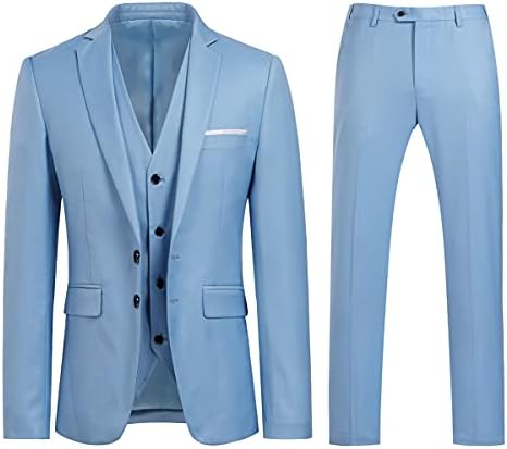 Costum bărbătesc din trei piese, cu croială slim fit - costum elegant, cu textură, pentru nunți, afaceri și ocazii formale