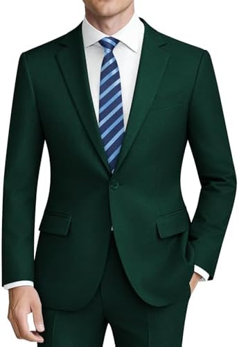 Męski dwuczęściowy garnitur o kroju slim fit z zapięciem na jeden guzik - elegancki garnitur na wesela i do pracy