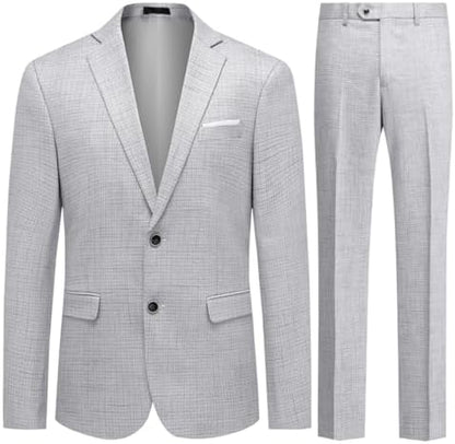 Pánský kostkovaný dvoudílný oblek s úzkým střihem – elegantní oblek na míru na svatby a stylové události