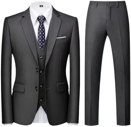 Herre Tredelt Jakkesæt Med Slim Fit Og To-knaps Blazer – Elegant Habit Til Bryllupper Og Forretningsbrug