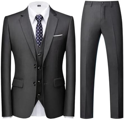 Herre Tredelt Jakkesæt Med Slim Fit Og To-knaps Blazer – Elegant Habit Til Bryllupper Og Forretningsbrug