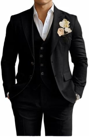 Herre Tredelt Jakkesæt I Hørblanding Med Slim Fit – Let Og Elegant Habit Til Sommerbryllupper Og Festlige Anledninger