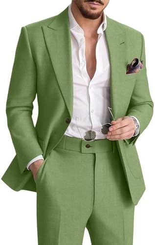 Men's Linen Suit with Blazer and Trousers – Elegant 2-Piece Set for Summer, Business, Weddings, and Formal Occasions