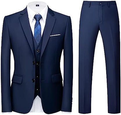 Herre Tredelt Jakkesæt Med Slim Fit Og To-knaps Blazer – Elegant Habit Til Bryllupper Og Forretningsbrug