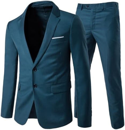 Męski dwuczęściowy garnitur o kroju slim fit - elegancki, szyty na miarę garnitur do pracy, na wesela i oficjalne okazje