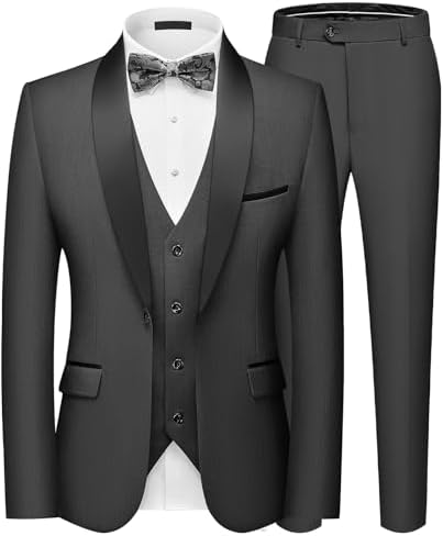 Pánský štíhlý třídílný oblek se sakem na jeden knoflík - elegantní oblek na svatby, do práce i na formální večerní akce