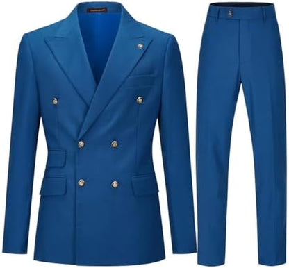 Men's Double-Breasted Suit with Slim Fit - Elegant, Tailored Suit for Weddings and Business