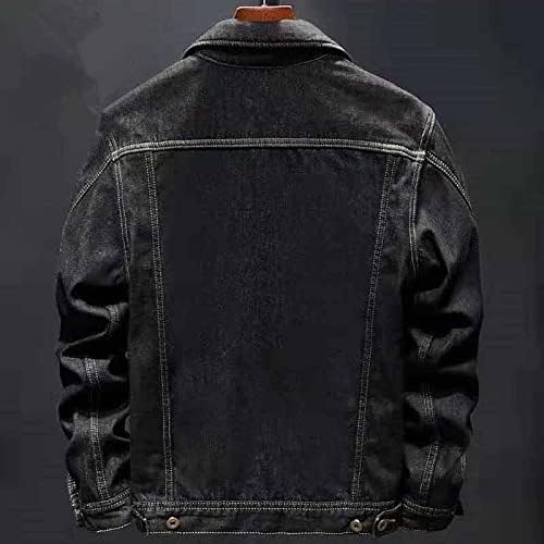 Jachetă trucker din denim pentru bărbați, căptușită cu fleece, cu închidere cu nasturi și croială lejeră – jachetă călduroasă pentru toamnă, iarnă, purtare zilnică și timp liber