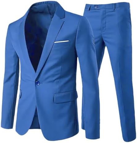 Herre Todelt Jakkesæt Med Krølfrit Materiale Og Slim Fit – Elegant Habit Til Forretningsbrug Og Bryllupper