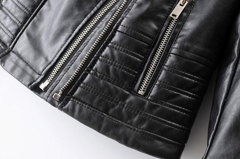 Dámská přiléhavá kožená bunda s oboustranným zipem - elegantní bunda na každodenní nošení, volný čas a elegantně ležérní styl