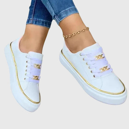Dame Fløjlssneakers Med Platform – Dekorative Snørede Sneakers Til Forårets Byoutfits