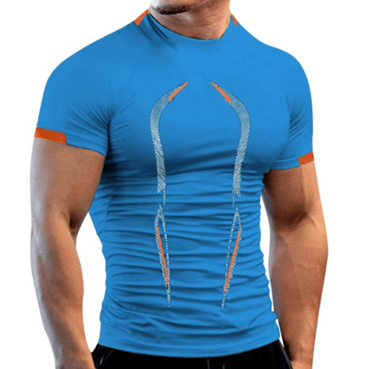 Tricou de compresie bărbătesc cu mâneci scurte și croială cambrată – bluză sport de antrenament cu panouri de performanță pentru fitness, alergare și sport