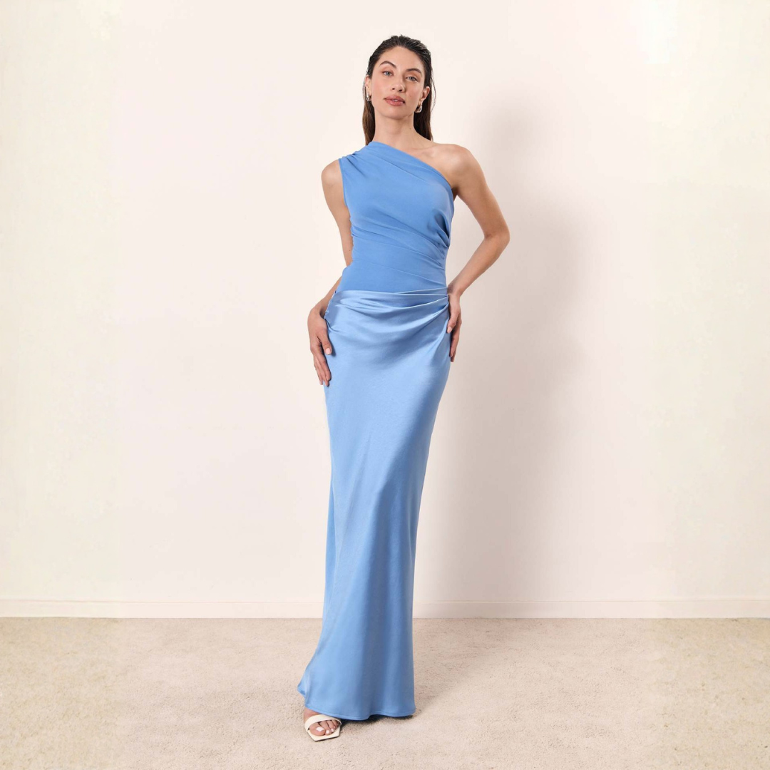Women's Asymmetrical Maxi Dress – One-Shoulder Guest Dress for Summer Weddings and Receptions