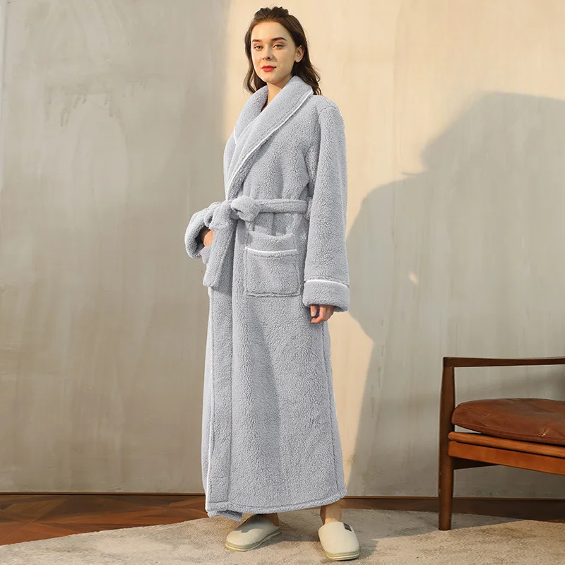 Women's Flannel Robe with Belt – Warm Robe for Home, Relaxation, and Cold Winter Days