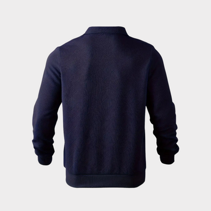 Herre Varm Polo-Sweatshirt Med Halv Lynlås – Afslappet Langærmet Lag Til Kontor Og Weekendbrug