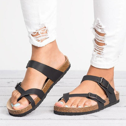 Dame Sandaler Med Korksål Og Justerbare Spænder