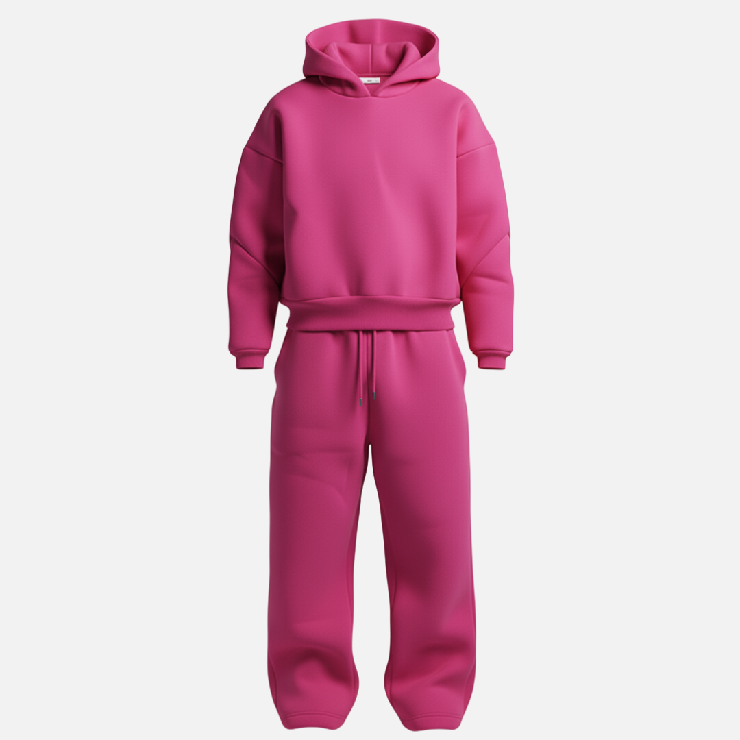 Męski oversize’owy dres z bluzą z kapturem i joggerami – swobodny, dwuczęściowy zestaw streetwearowy na podróże, do odpoczynku i na co dzień