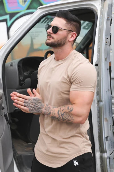 Herre Longline T-Shirt i Athletic Fit med Stretch Komfort