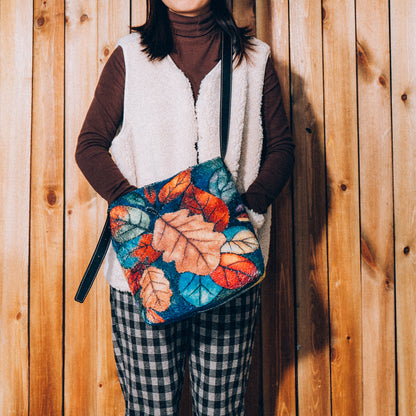 Dame Skuldertaske Med Bladmotiv Og Tekstureret Design – Casual Crossbody-taske Med Aftagelig Og Justerbar Rem Til Hverdagsbrug, Shopping Og Fritid