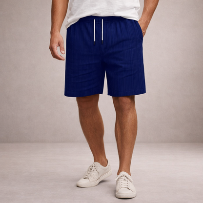 Herre Hørshorts Med Snøretalje Og Print – Afslappede Sommershorts Til Ferie, Strand, Fritid Og Hverdagsbrug