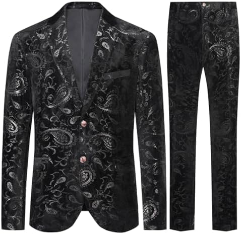 Smoking bărbătesc din două piese, cu jacquard paisley – costum elegant și atrăgător pentru nunți și ocazii festive
