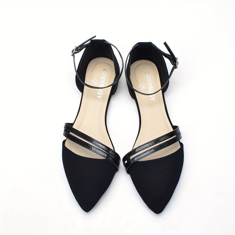 Dámské ploché sandály se špičatou špičkou a páskem kolem kotníku – elegantní boty typu slingback se dvěma předními pásky do kanceláře a pro styl smart casual