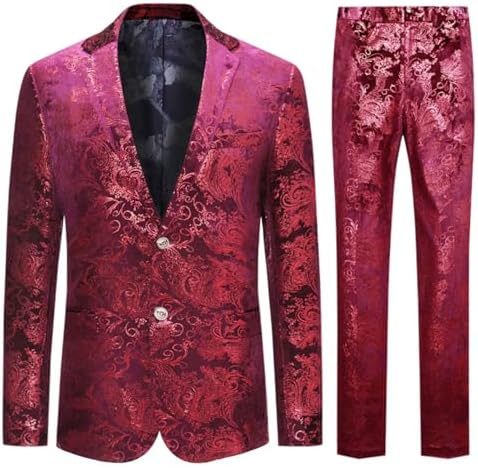 Smoking bărbătesc din două piese, cu jacquard paisley – costum elegant și atrăgător pentru nunți și ocazii festive