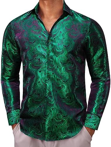 Męska koszula żakardowa z długim rękawem i motywem paisley – elegancka, wytworna koszula na wesela, przyjęcia i wieczorne wyjścia