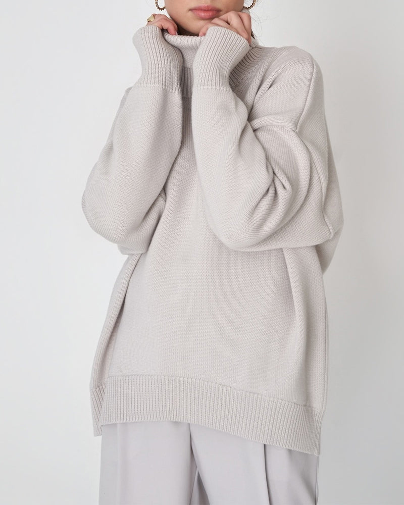 Dame Oversized Rullekravesweater – Afslappet Vinterstrik Til Daglig Lagdeling
