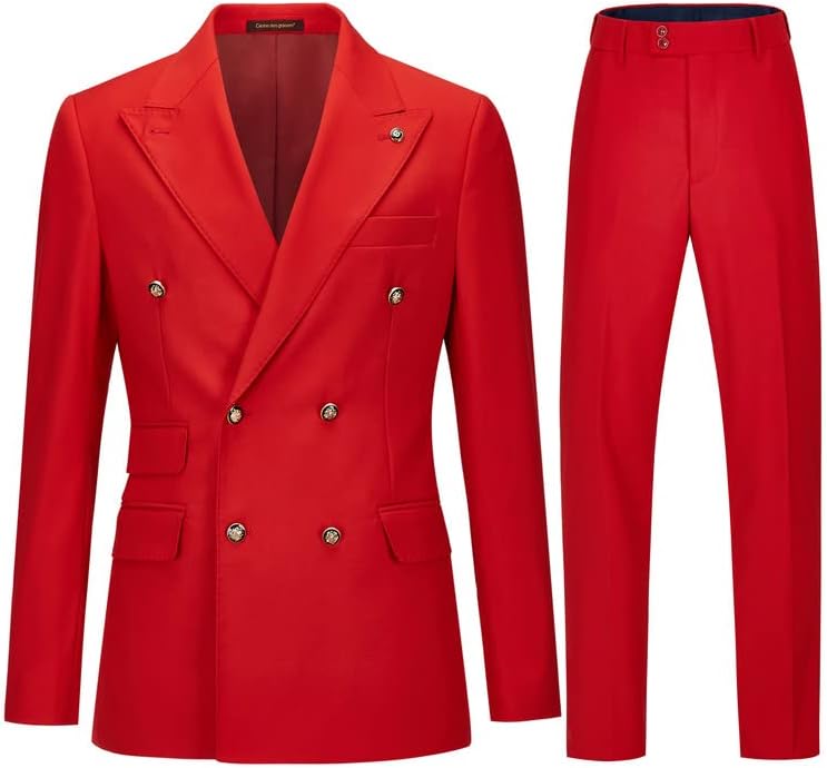 Men's Double-Breasted Suit with Slim Fit - Elegant, Tailored Suit for Weddings and Business