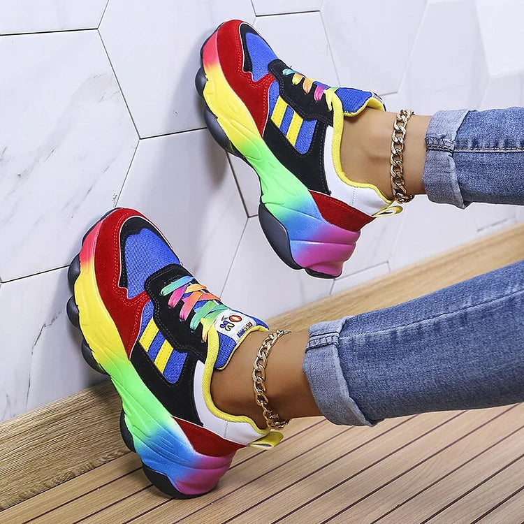 Dame Farverige Ortopædiske Sneakers Med Stødabsorberende Komfort