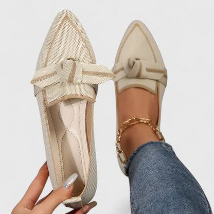 Dame Loafers med Spids Tå – Slip-On Flade Sko med Knudedetalje til Kontor og Hverdagsbrug