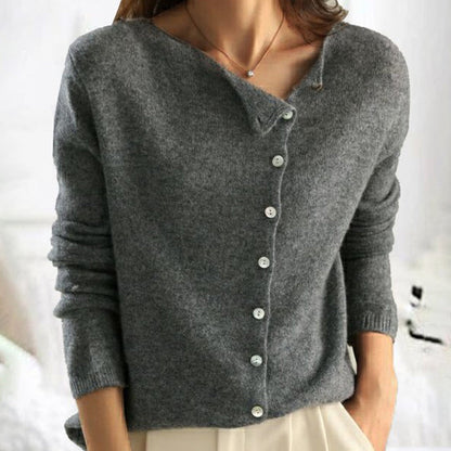Cárdigan de punto para mujer con cierre frontal de botones y corte relajado - Prenda clásica de punto para combinar en capas en el día a día, la oficina, el tiempo libre y un estilo casual elegante