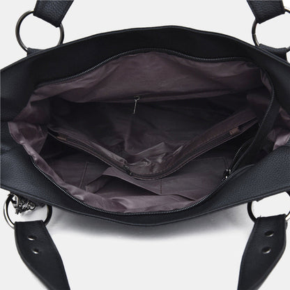 Dame Tote-håndtaske I Pu-læder Med Kvastdetalje – Rummelig Skuldertaske Med Mulighed For Crossbody-bæring Til Arbejde, Shopping Og Hverdagsbrug