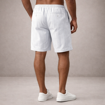 Herre Hørshorts Med Snøretalje Og Print – Afslappede Sommershorts Til Ferie, Strand, Fritid Og Hverdagsbrug