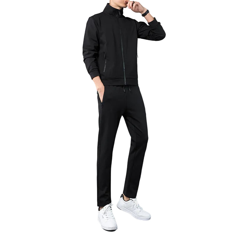Pánská USB vyhřívaná souprava ve stylu tracksuit se zapínací bundou a kalhotami s nastavitelným pasem – teplá souprava do chladných dnů, na běžné nošení, trénink a volný čas